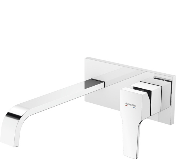 Monomando de lavabo empotrado caño 22 cm Cromado Kenjo